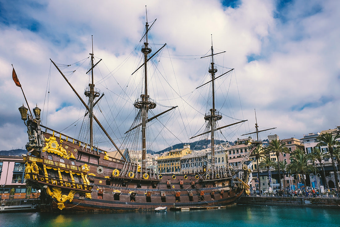 Galeone Neptune nel Porto Antico di Genova by Tiziano L. U. Caviglia